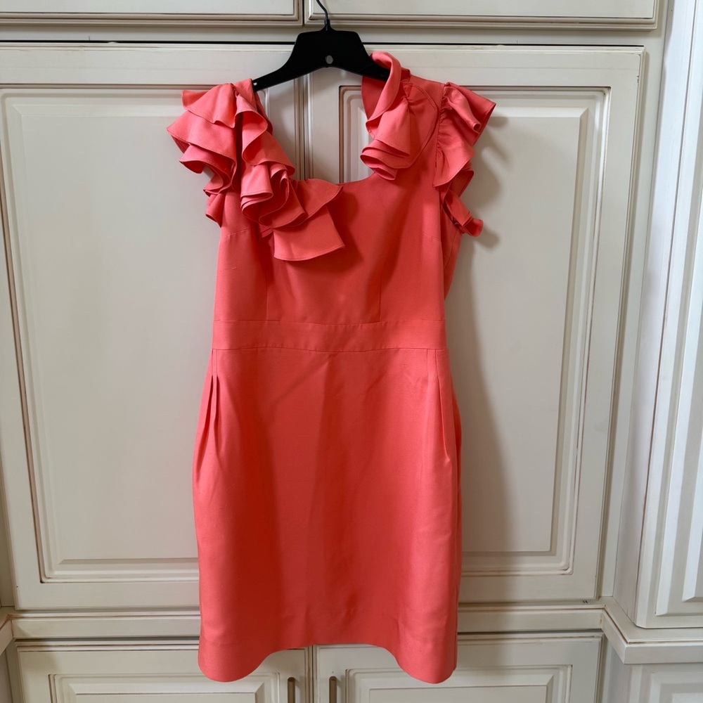 Coral Ruffle Mini Dress